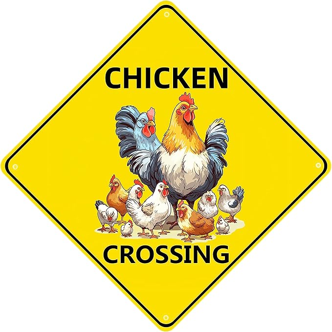 Chicken Crossing, Chicken Coop Signs for Chicken Crossing Bundle 2 Pieces Nene Crossing Farmhouse Wall Decor Garage Retro 12X12 Inch