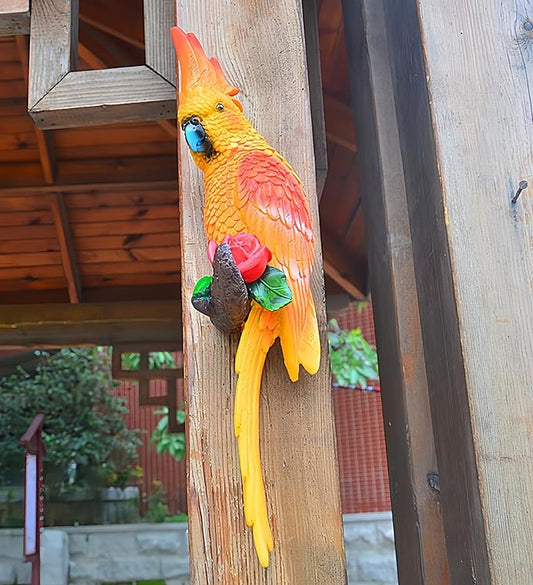 coolboy Hanging Parrot Bird Statues Decor,Tropical Real Resin Bird Figurines,Home Ornament Decor for Tiki Bar,Perfect for Yard Ornaments,Tree Decorations Outdoor,Patio,Lawn,Tree Trunk, Porch