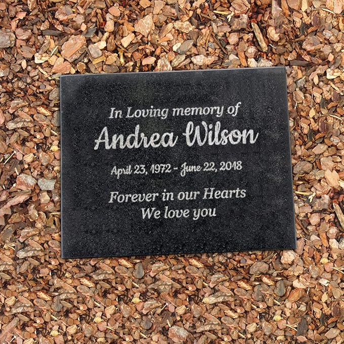 Customized In Loving Memory Black Granite Memorial or Sympathy Gift. Offered in a Variety of Sizes to Meet your Needs and Budget (8.5 x 11 x .4")