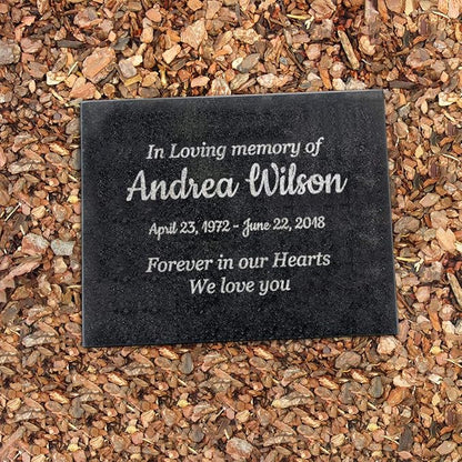Customized In Loving Memory Black Granite Memorial or Sympathy Gift. Offered in a Variety of Sizes to Meet your Needs and Budget (8.5 x 11 x .4")