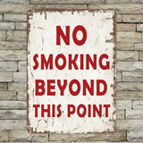 No Smoking Beyond This Point Street Metal Signs Vintage No Rust Safety Man Cave Warning Aluminum Metal Tin Sign for Garden Patio Yard Cafe Pub Home Decor Wall Art Print Poster 12x16 Inch