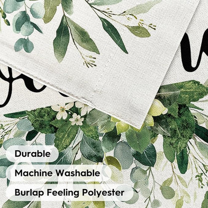 AVOIN colorlife Spring Summer Floral Welcome Garden Flag 12x18 Inch Double Sided Outside, Eucalyptus Seasonal Farmhouse Yard Outdoor Flag