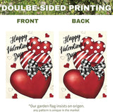 Valentines Day Garden Flag 12x18 Double Sided Happy Valentine’s Day Yard Banner with Red Hearts Polka Dot & Striped Love Heart Buffalo Plaid Bow Romantic Outdoor Decor for Porch Lawn Patio