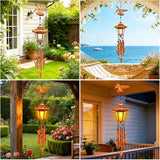 Hummingbird Solar Wind Chimes for Outside, Birthday Gifts for Mom Women Grandma Mother's Day Memorial, 34-Inch Windchimes with Wind Spinner, Outdoor Hanging Solar Lights Yard Garden Decor, 2 Pack
