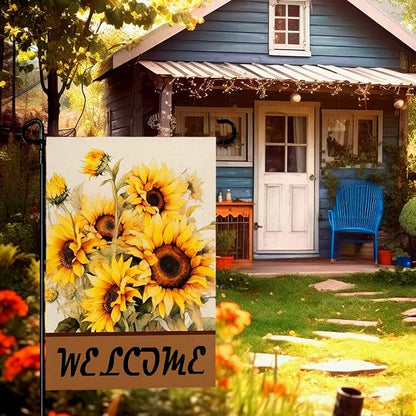 Summer Sunflower Garden Flag for Outside 12x18 Inch Double Sided Welcome Farmhouse Outdoor Vertical Seasonal Yard Flags Floral Holiday Party Yard Outdoor Decoration