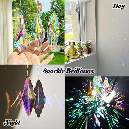 3PCS 5" Large Crystal Sun Catcher Prisms - Hanging Crystals for Window Prisms Suncatcher Indoor Window Rainbow Maker Glass Prism, Perfect for Meditation & Home Decor