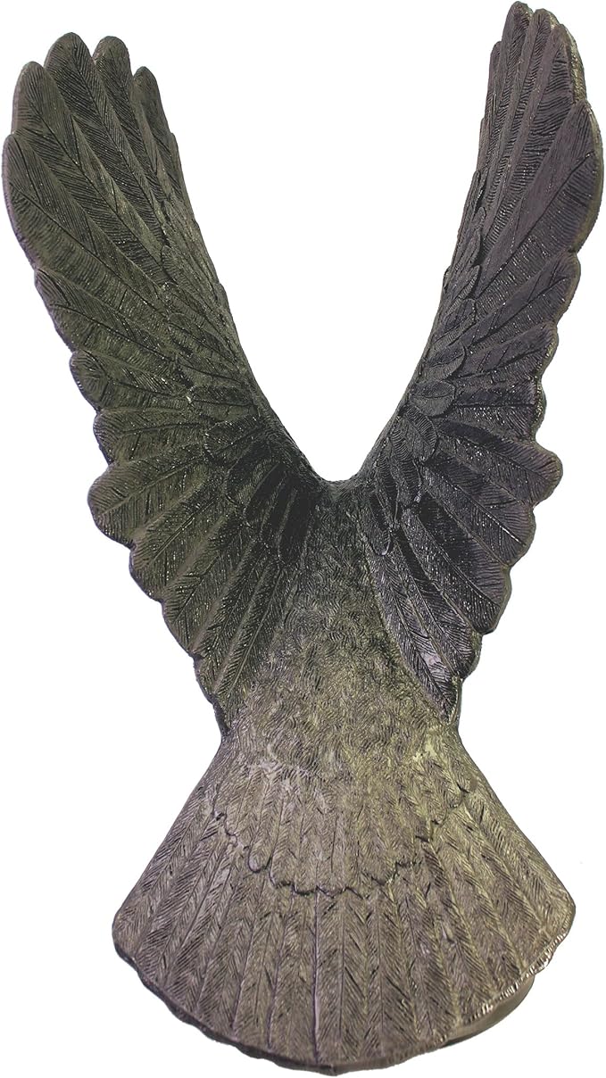 EMSCO Group Freedom Eagle Statue 32in Outdoor Garden Decor Sculpture, Natural Bronze Finish, Weather-Resistant Resin, Patriotic