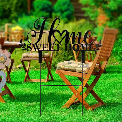 Amyhill Sweet Home Outdoor Decor Metal Garden Stakes 25 Inch Welcome Home Yard Signs Decorations Housewarming Decorative Garden Stakes Decorations for Family Welcoming Party Patio Lawn Walkway