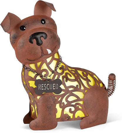 Garden Meadow 14 in H Solar Lighted Yellow and Brown Rescue Dog