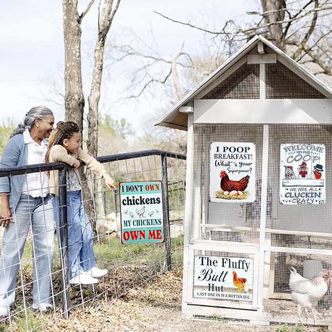 10 Pack Chicken Coop Signs,8 x 12 Inch Funny Metal Chicken Signs, for Home Kitchen Decor Chicken Lovers Gifts, chicken signs for coop funny outdoor