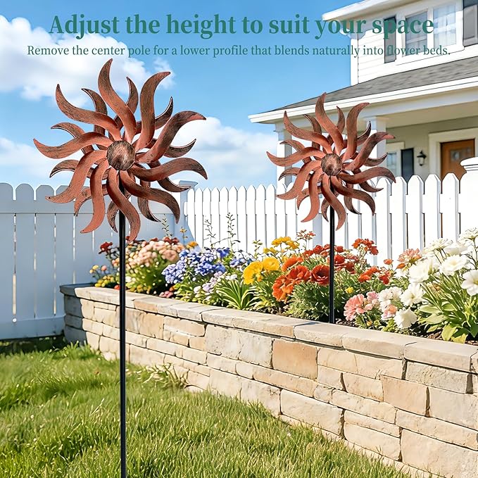 360° Metal Wind Spinner – Willow Leaf Kinetic Sculpture for Outdoor Patio Lawn Yard and Garden Decor