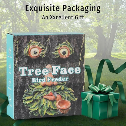 Flytime Tree Face Decor Outdoor,Whimsical Outdoor Art with Bird Feeder,Tree Hugger Bark Ghost Face Decoration Funny Yard Art,Garden Creative Decoration (8 INCH)
