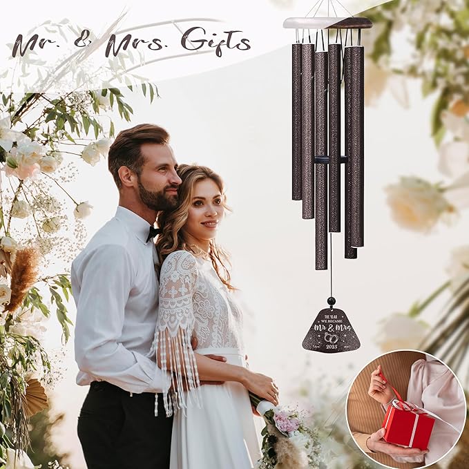 Wedding Gifts, Mr and Mrs Gift 32” Wind Chimes Outside, Wedding Gifts for Couples Newlyweds 2026, Bridal Shower Just Married Gift