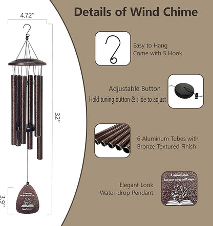 TRILVIX Retirement Gift for Woman Men – 32" Wind Chimes with Happy Retirement Tag, Outdoor Decoration for Retirement Party, Cool Retirement Gifts for Teachers Coworkers Boss Nurses Colleague Friends