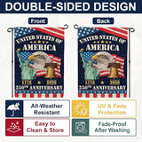 250th Anniversary America USA Garden Flag for Outside, Eagle Liberty Bell Statue of Liberty 1776-2026 Patriotic Double-Sided Waterproof Yard Flag 12x18 Inch for 4th of July Memorial Day Decor