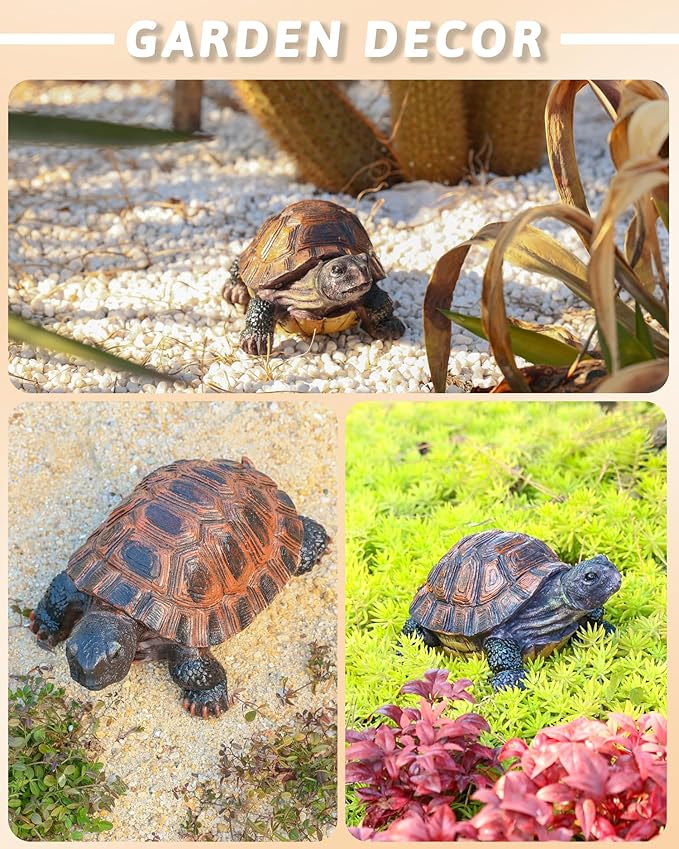 Turtle Statue, Resin Garden Sculpture Indoor/Outdoor Yard Lawn Ornament,Home Decor (Medium)