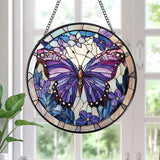 Rngmsi Butterfly Stained Glass Window Hanging Gifts, 7.8″ Sun Catchers for Indoor Window Decor, Decorative Sun Catchers Home Wall Art Gift for Thanksgiving Christmas Wedding Housewarming
