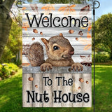 Welcome to the Nut House Garden Flag 12x18 Inch Double-Sided Outdoor Squirrel Decorations for Home Porch & Yard Outdoor Decoration