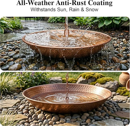 DUSVALLY Rain Chain Anchoring Basin 10.8 inch Water Feature Basin, Garden and Terrace Decoration Rain Chain Basin for Rainwater Collection Roof Drainage Ditch Downspouts, Gold