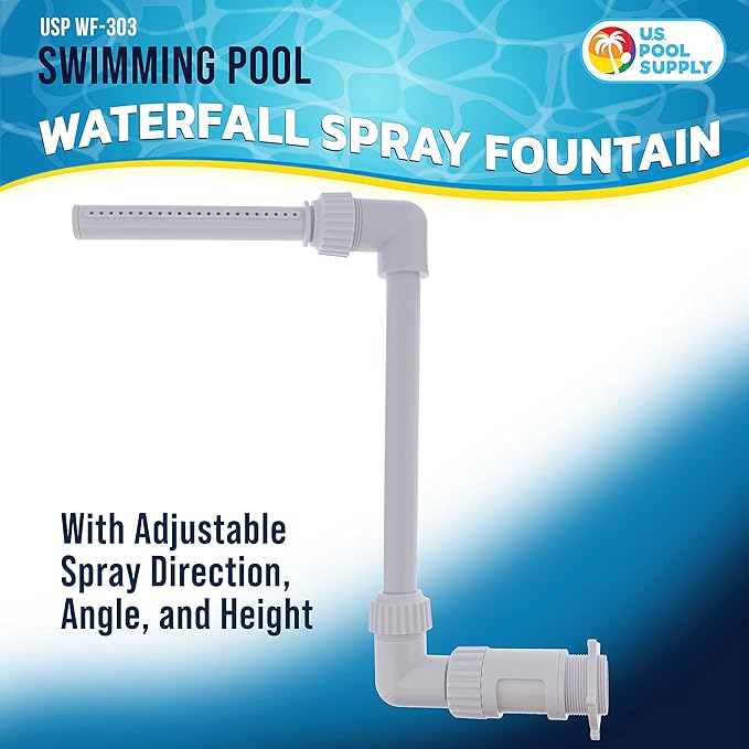 U.S. Pool Supply Swimming Pool Waterfall Spray Fountain - Adjustable Sprinkle Distance, Pool Spray Aerator Cools Water Temperature - In-Ground & Above-Ground Pools, Ponds, Fun Outdoor Yard Decoration