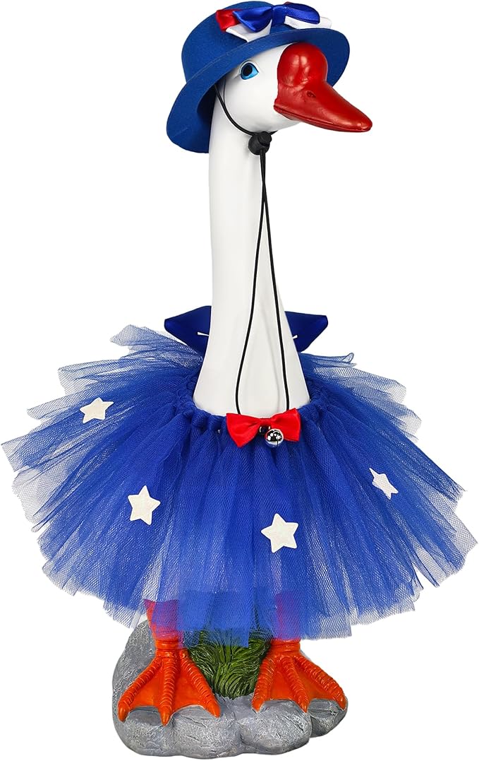 Large Porch Goose with Independence Day Outfits Decor - 20" Lifelike Porch Goose Statue Set,Indoor or Outdoor Decorative Figurine for Garden,Patio,Lawn,Entryway Accent,4th of july,Gifts for Women