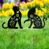 Ouddy Mode 2 Packs Cat Garden Decor for Outside, Cat Gifts for Women/Men/Mom/Grandma, Metal Decorative Garden Stakes for Outdoor Lawn Statues Yard Art