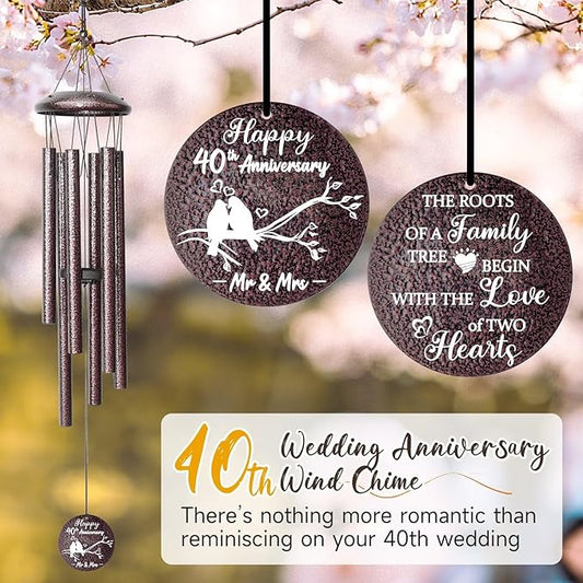 40th Anniversary Wind Chimes Gifts for Men Women, Romantic 40 Year Anniversary for Couples, Parents, Wife, Husband, Friends, Happy Anniversaries Decorations
