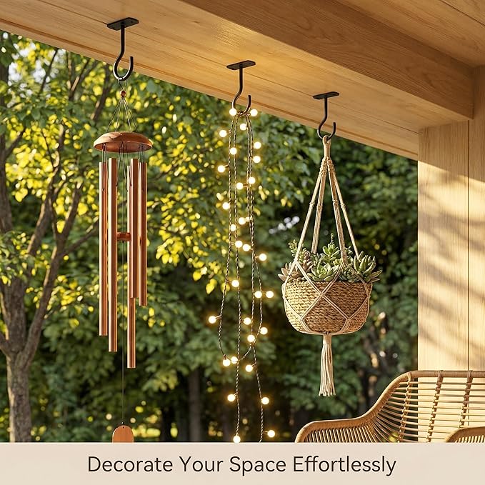 Ceiling Hooks for Hanging Plants 8Pack 4in,Wall Hooks for Plants,Lights,Planters,Lanterns,Hanging Bird Feeders,Wind Chimes,Indoor&Outdoor Decoration Black