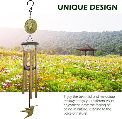 Hummingbird Wind Chimes for Outside,32 "Memorial Outdoor Wind Chime Create a Zen Atmospherer,Hummingbird Gift for Women Mother Father Christmas,Home Garden Patio Yard Decor(Bronze)