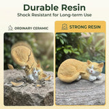 Sleeping Orange Cat Garden Statue – Realistic Resin Outdoor Decor for Patio Lawn Yard – Whimsical Feline Figurine for Home Balcony Porch Ornament – Charming Pet Sculpture Gift for Cat Lovers