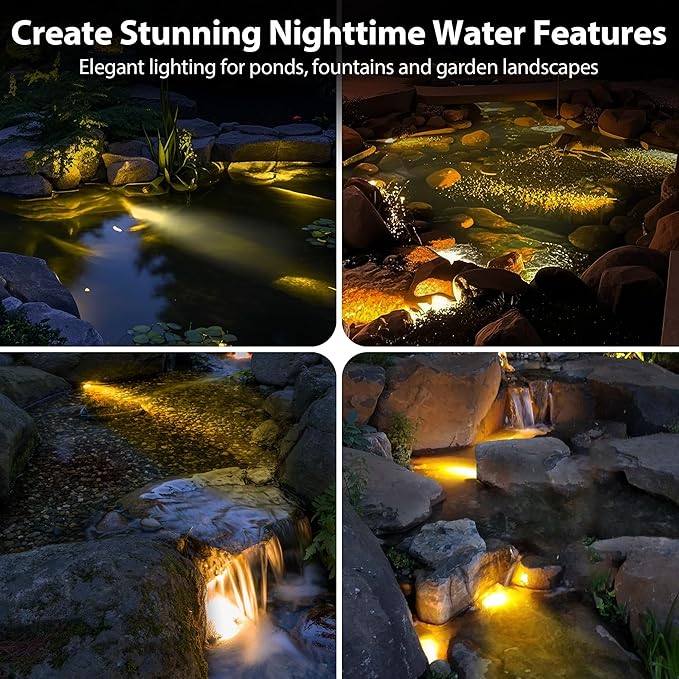 6W Brass Pond Light LED Underwater, 12V Low Voltage Frog Underwater Pond Light 2700K, IP68 Waterproof Submersible Ponds Lights for Outdoor Ponds Fountain Waterfall Water Feature, 26ft, 1 Pack