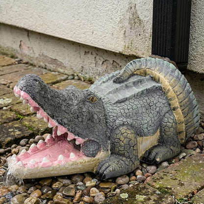 Elenon Crocodile Decorative Gutter Downspout Extension Statue, Gutter Guardian Rain Downspout Splash Block Outdoor, Garden Rain Downspout Extender for 3" × 4" Downspouts Decor (Mutil)