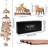 French Bulldog Wind Chimes for Outside, Bulldog Gifts for Women Men Dog Lovers Metal Windchimes Outdoors, Floral Puppy Design Home Garden Patio Yard Decor