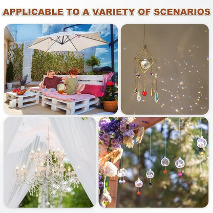 M METERXITY 20-Pack Crystal Ball Prisms, 24mm/0.94 Inch Chandelier Pendant Maker Hanging Crystals Chandelier Prisms for Home/Windows/Garden/DIY Decoration[Light Pink]