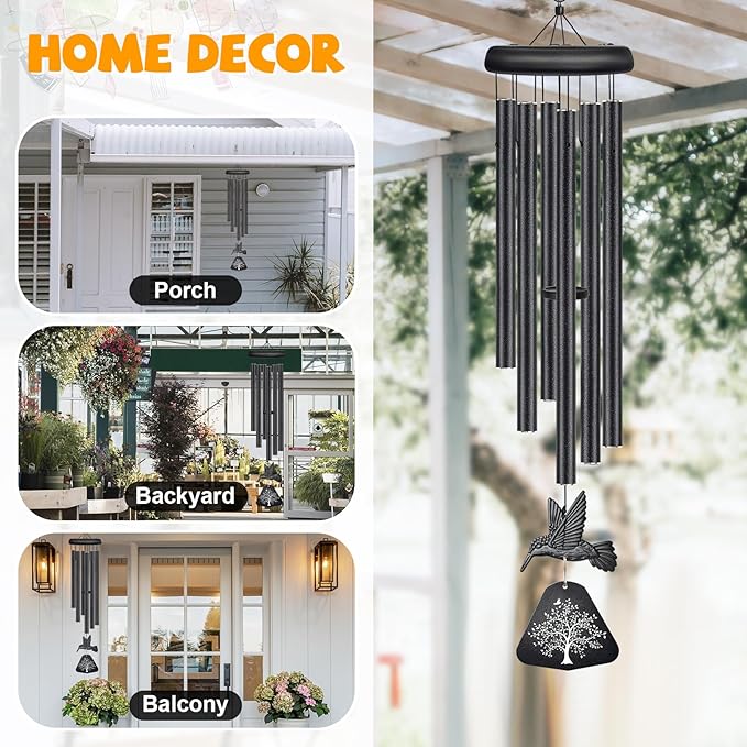Sympathy Wind Chimes for Outside Deep Tone, Memorial Wind Chimes for Loss of Loved One Prime, Bereavement Condolence Remembrance Funeral Gifts for Grieving Friends Loss of Mother Father