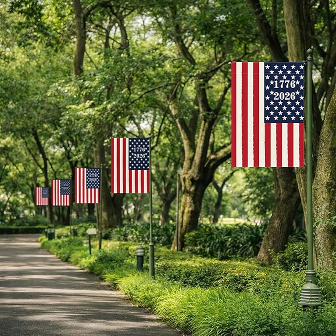 250 Years America Anniversary Garden Flag, Double-sided 1776-2026 USA Flag Patriotic 4th of July Yard Sign for Outdoor Independence Day Decoration