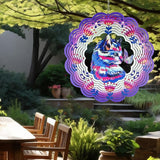 Wind Spinner Mandala 12 inch 3D Stainless Steel Laser Cut Metal Art Geometric Pattern Hanging Wind Spinner (Purple Cat)