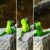 Yoga Frog Statue Outdoor Decor,6.7''(L) Frog Garden Sculptures for Yard Lawn,Resin Animal Figurines Home Porch Patio Table Eka Pada Rajakapotasana IV Art Decorations