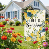 AVOIN colorlife Summer Lemon Floral Garden Flag 12x18 Inch Double Sided Outside, Hello Sunshine Seasonal Yard Outdoor Flag