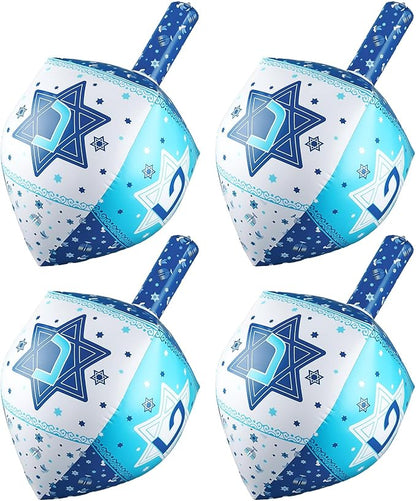 Leitee 4 Pcs Inflatable Chanukah Dreidel Decoration - 24 Inch Hanukkah Inflatable Dreidel Hanging Chanukah Ornaments for Yard, Garden, Indoor, Outdoor Holiday Decoration