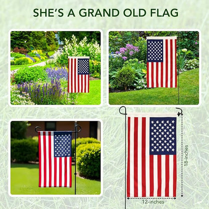 Iconikal 2-Pack Garden Yard Flag, USA American Flag, 12 x 18-Inch Landscaping Patriotic Decor Accent Banner Pennant