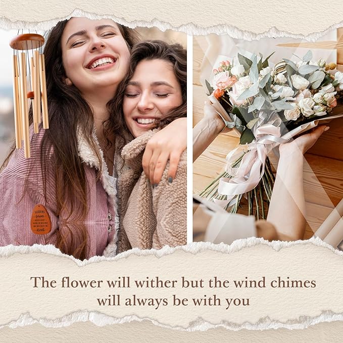 Leebbsin Sister Birthday Gifts idea Wind Chimes, Butterfly Bestie Gift for Sister, Sister Gifts from Sister for Chirstmas Birthday Wedding Graduation Thanksgiving Gift for Bestie-Large 36''
