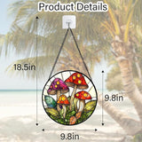DASTOLL Stained Glass Window Hanging, Mushroom Leaves Suncatcher for Doors Home Sun Catchers Decoration and Christmas, Mother's Day Birthday Gifts for Women, Men, and Mom 9.8 in