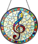 Musical Stained Glass Window Hanging Music Design Sun Catcher Musician Decor Music Teacher Gifts for Women Christmas Suncatchers for Home Windows Hanging Decoration, 7.87inch