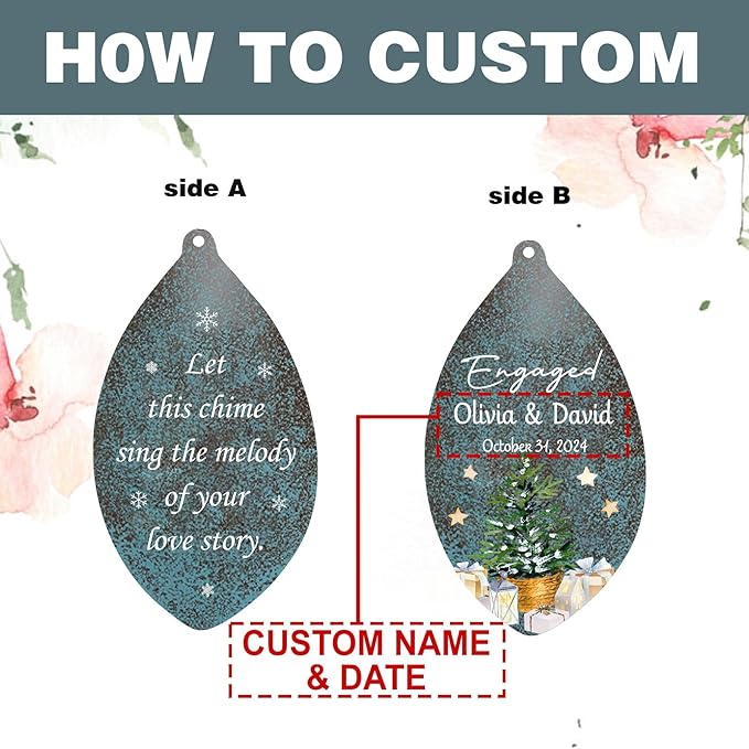 ASTARIN Engagement Gifts Wind Chime, Personalized Names & Date Wind Chimes Gifts for Couple 2026, Wedding Gift for Newlywed Bride Groom Husband Wife, Gift Valentine’s Day(Produced in USA)