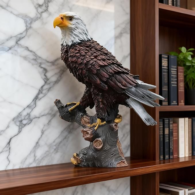 Garden Sculpture & Statue Flight of Freedom American Bald Eagle Hanging Bird Decor - Hand-Painted Majestic America Indoor/Outdoor USA Decor for Patio, Office