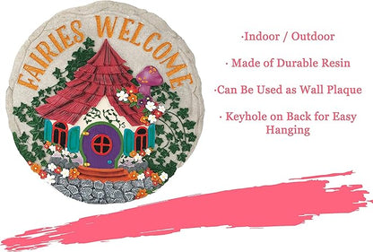Spoontiques - Garden Décor - Fairies Welcome Stepping Stone - Decorative Stone for Garden
