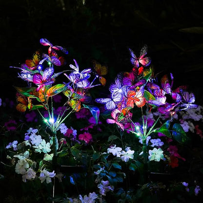 Adecorty Solar Garden Lights Outdoor Waterproof Decorative Solar Lights Outdoor 8 Pack with 176 LED 136 Butterfly Flower Garden Decor Yard Decorations Patio Lawn, Gifts for Mother's Day Mom Women