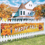 Probsin Happy Fall Banner 120"x 20" Decorations Outdoor Thanksgiving Decor Autumn Yard Signs Party Supplies Red Truck Pumpkin Holiday Harvest Welcome Hanging Backdrop for Garden Fence Yard Lawn Porch
