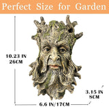 Teaeeno Whimsical Tree Face Garden Decoration, 10.2 in Tree Faces Decor Outdoor Wallmounted Statue Art with Leaf Features, Outdoor Decor Garden Accessory (Nature and Outdoors)